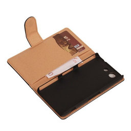 Zwart Sony Xperia Z3 Compact Bookcase Flip Cover Wallet Hoesje